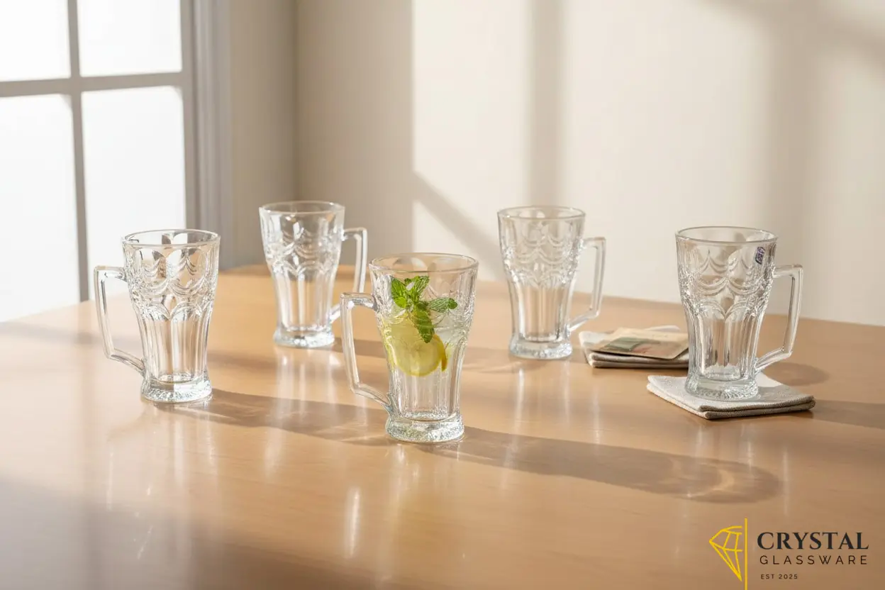 Delisoga Set of 6 Clear Glass Mugs 